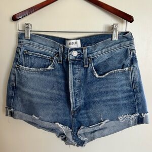 Agolde Distressed Blue Jean Shorts
